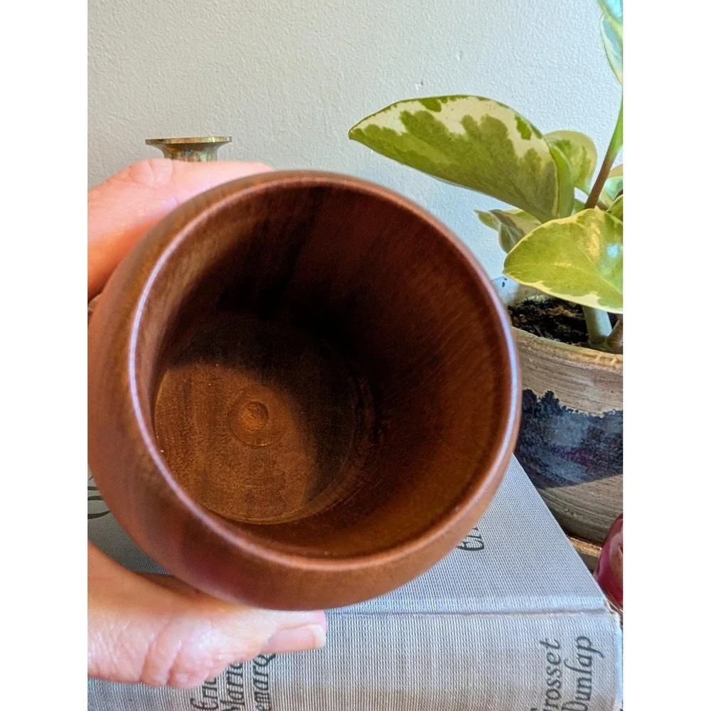 Vintage MCM Myrtlewood Vase Hand Turned Wood Bend Oregon‎ 4.25in Ralph A Bailey